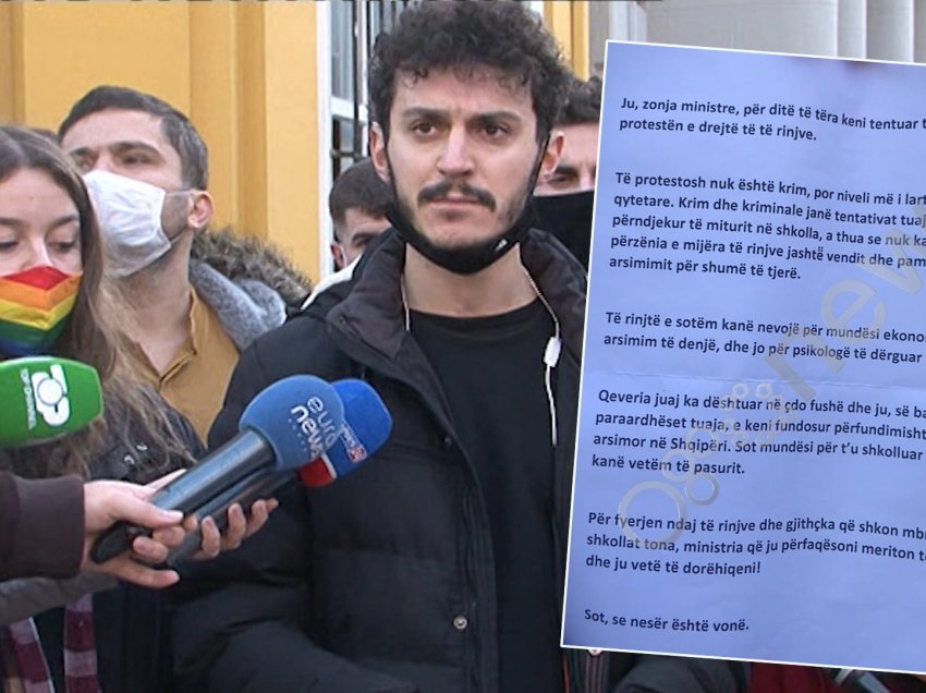 “Njollosët të drejtat e të rinjve”, studentët në protestë para MASH, kërkojnë dorëheqjen e Evis Kushit