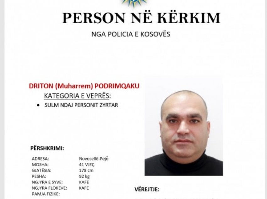 Policia kërkon ndihmën qytetare për arrestimin e një të akuzuari