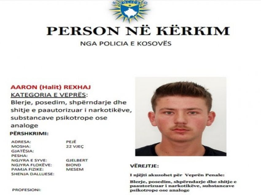 Nëse e shihni këtë person, lajmëroni Policinë