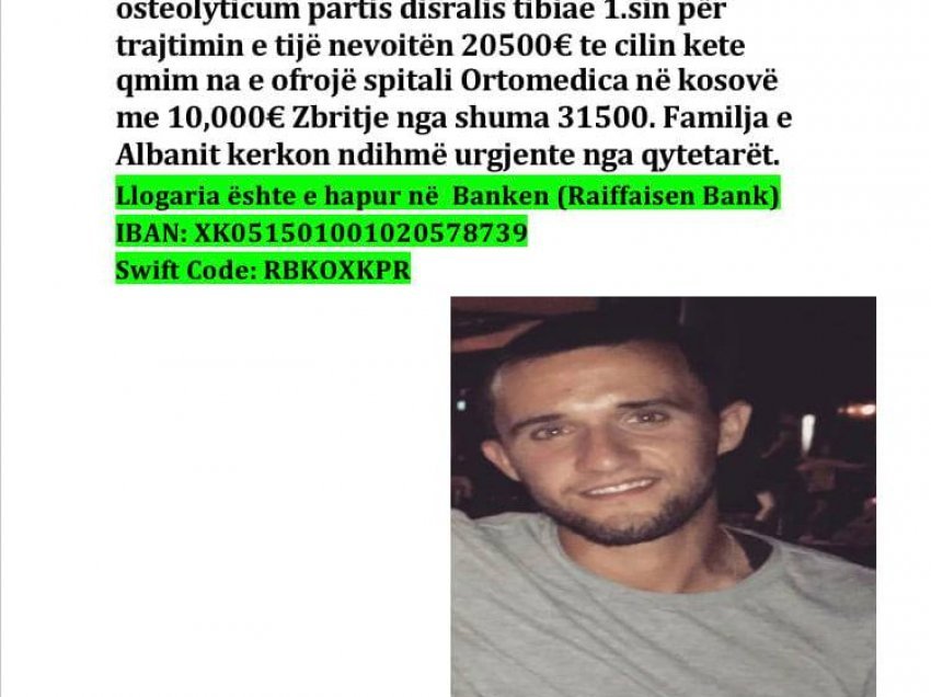 26 vjeçari nga Suhareka ka nevojë për ndihmën tuaj, vuan nga një sëmundje e rëndë