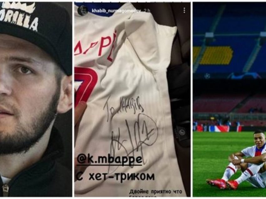 Mbappe ia dhuron Khabibit fanellën e het-trikut