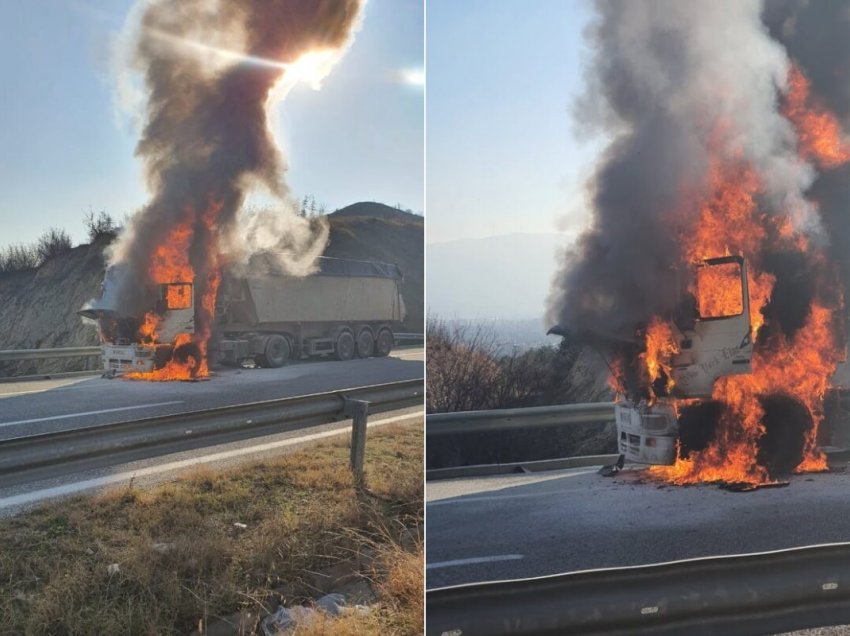 Vlorë/ Traileri merr flakë në orët e para të mëngjesit