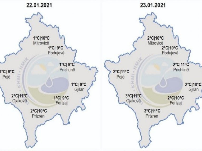 Parashikimi i motit, maksimalet e ditës deri 11 gradë Celsius