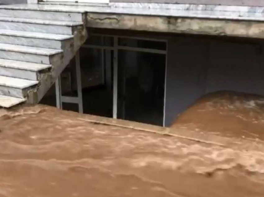 Reshje të dendura shiu në Kukës, rrëzohen pemët dhe uji vërshon nëpër dyqane