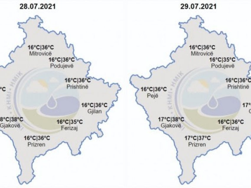 Temperaturat sot në Kosovë, më së nxehti në Gjakovë dhe Kamenicë