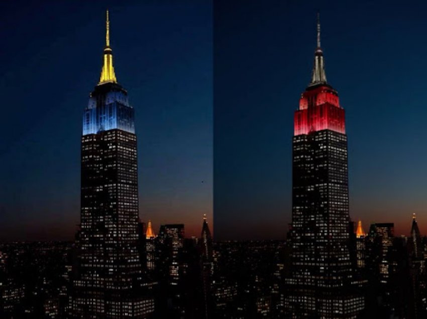 Empire State Building ndriçohet me ngjyrat e flamurit të Kosovës dhe Shqipërisë 