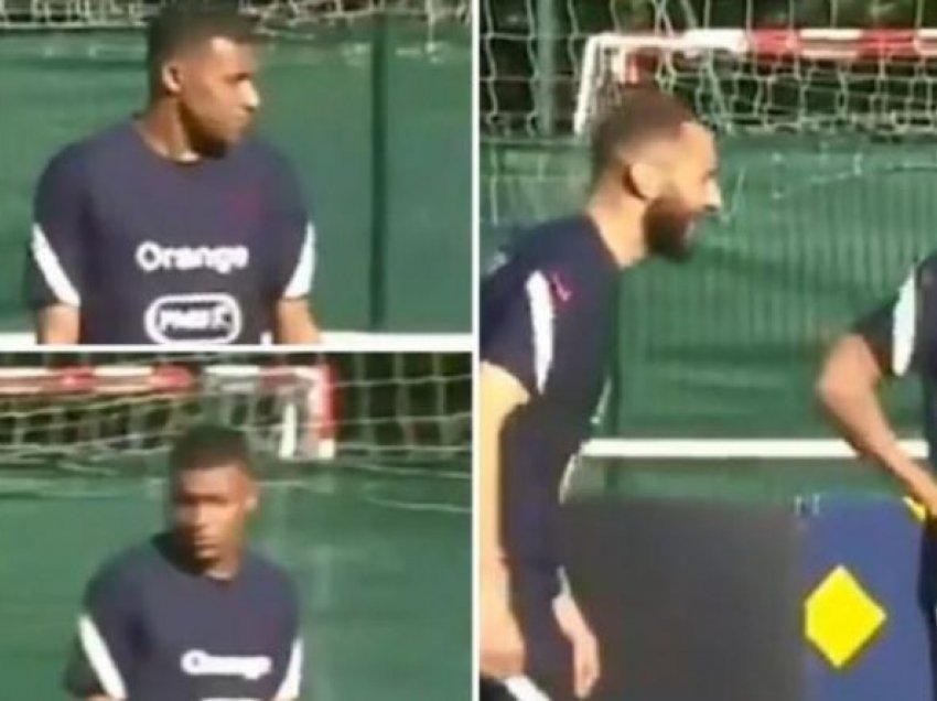 Benzema i jep leksione lojtarëve të Francës në stërvitje, Mbappe nuk i beson syve