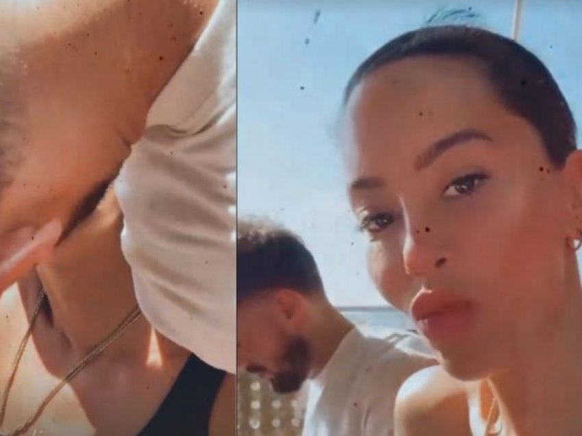 Dafina Zeqiri sjell pamje teksa shihet duke shkëmbyer puthje me DJ Geek