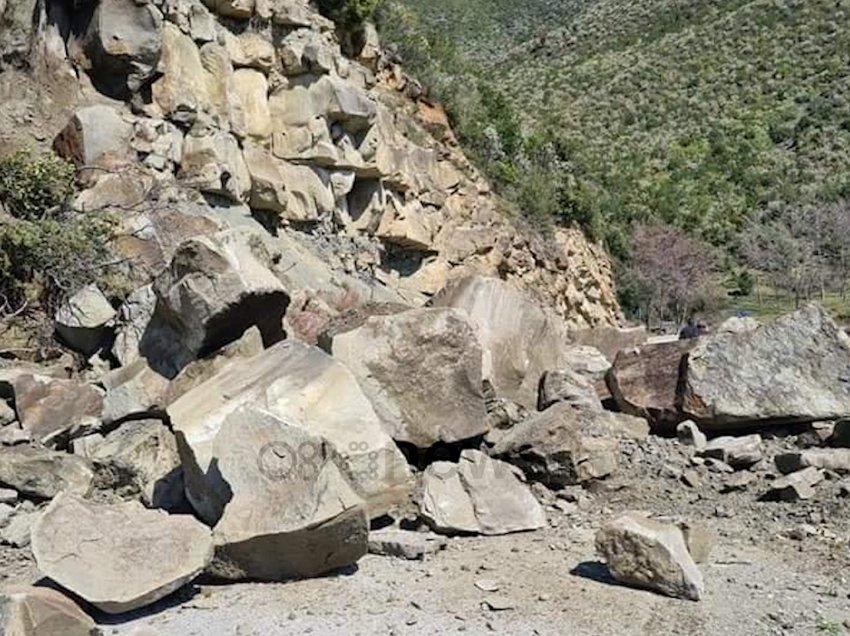 Masivi shkëmbor shkëputet nga mali, bllokohet për disa orë aksi rrugor Berat-Çorovodë