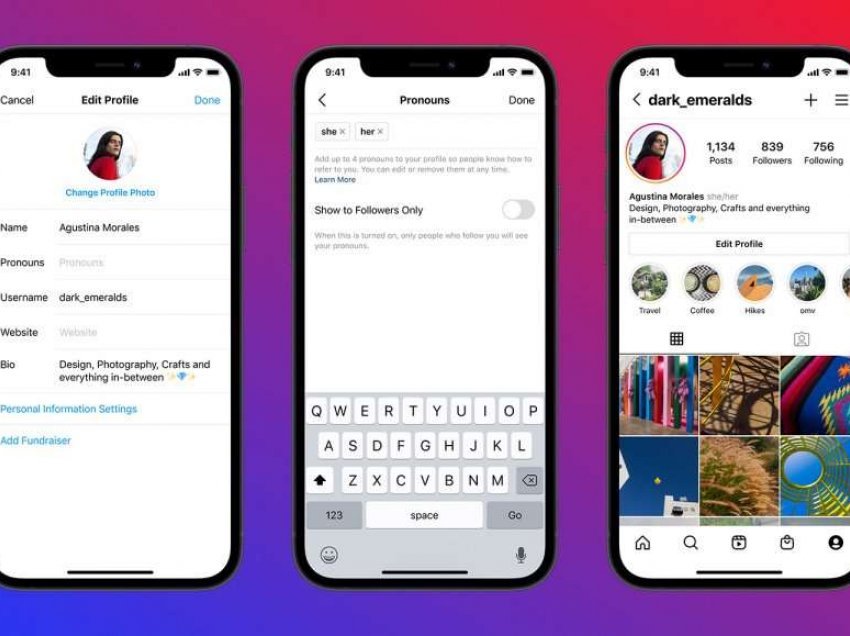 Instagrami ua mundëson përdoruesve të shtojnë apo ndryshojnë përemrat në profile 