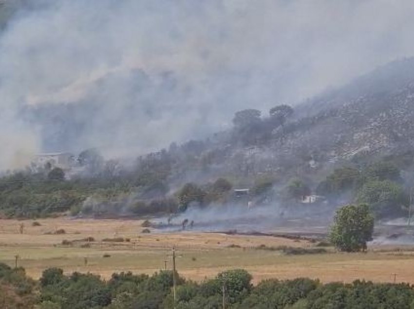 Digjen dengjet me kashtë në oborr, zjarri masiv rrezikon banesën