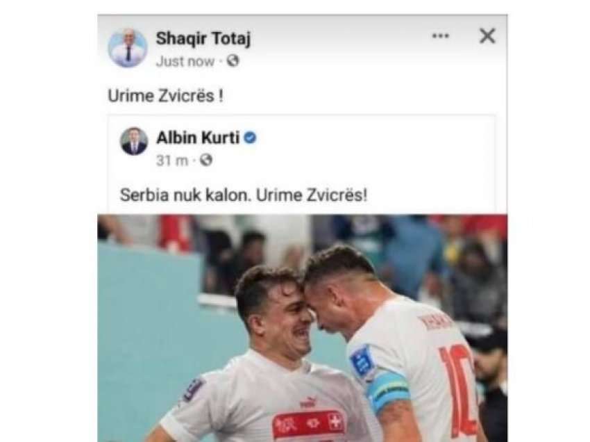 Emocionohet Shaqir Totaj i PDK-së, ia bën share Albin Kurtit – por, i bjen pishman sërish