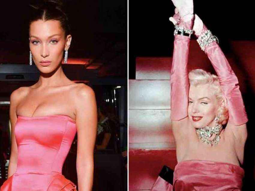 Bella Hadid me flokët bionde platin duket si Marilyn Monroe