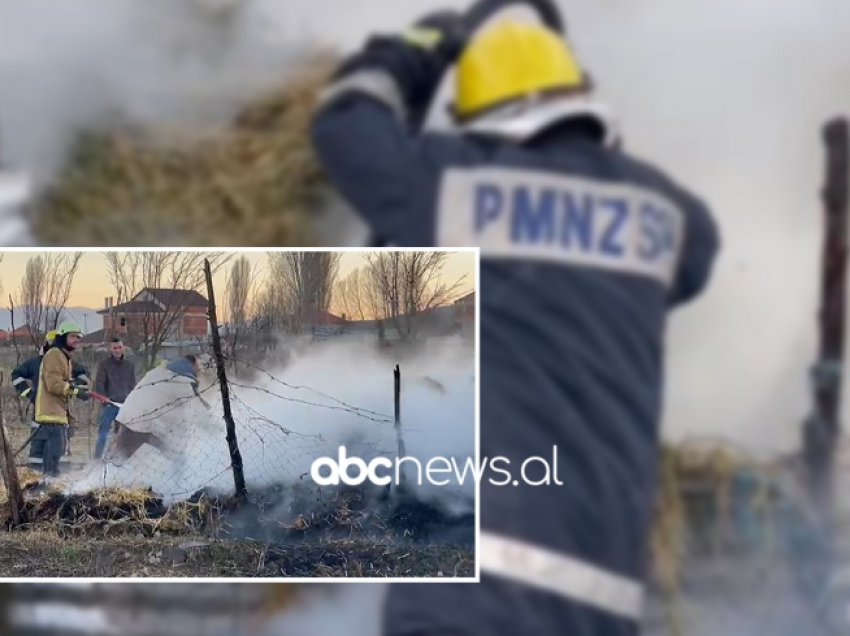 Shkrumbohet nga flakët hangari në Maliq, raportohen dëme materiale