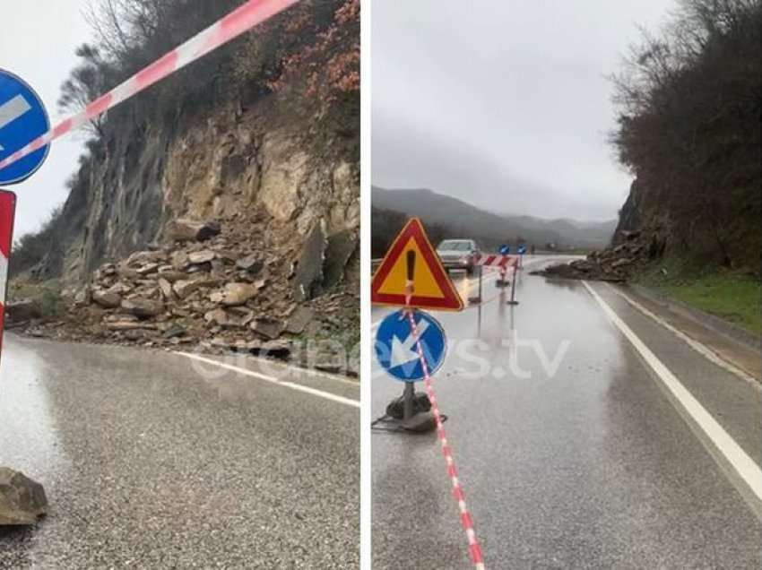 Rrëshqitja e gurëve bllokon njërin krah të aksit Gjirokastër-Tepelenë