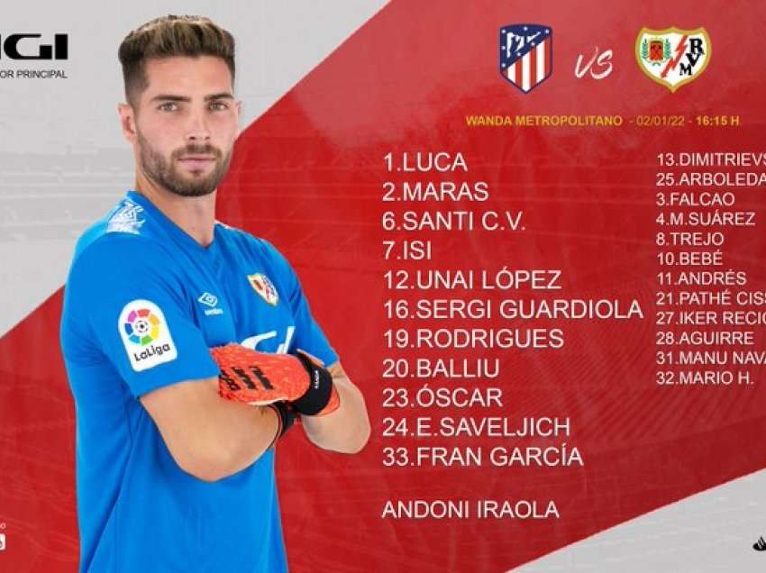 Atletico Madrid – Vallecano, formacionet startuese