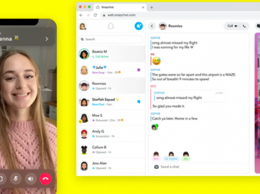 Snapchat tani në dispozicion edhe në ueb