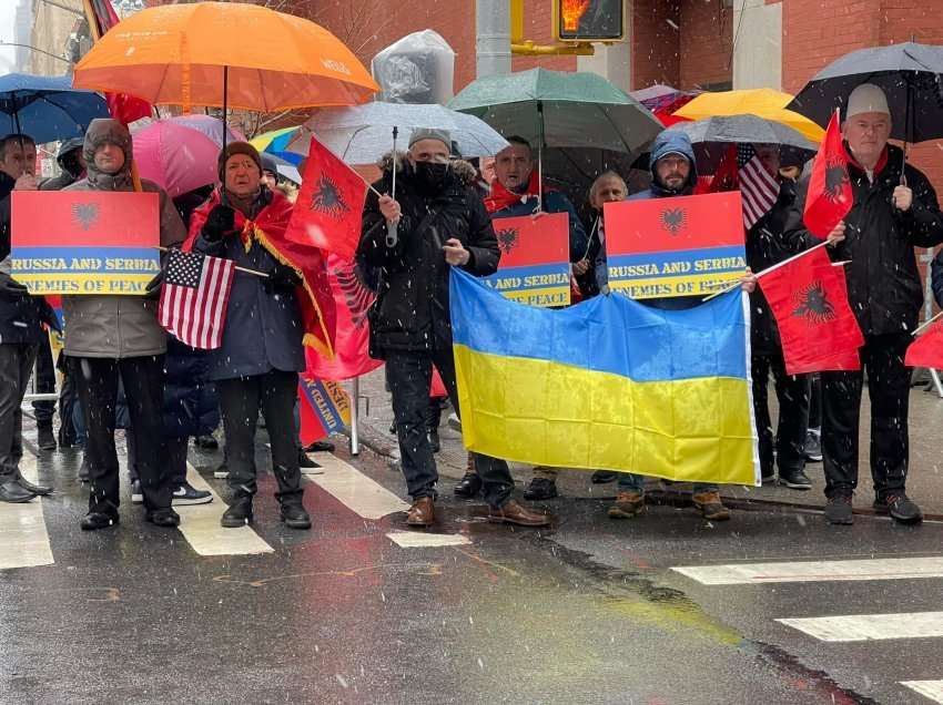 Shqiptarët protestuan në Nju Jork, solidarizohen me Ukrainën