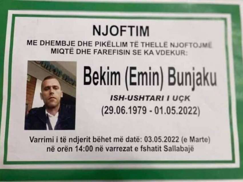 Vdes ish ushtari i UÇK-së, Bekim Bunjaku