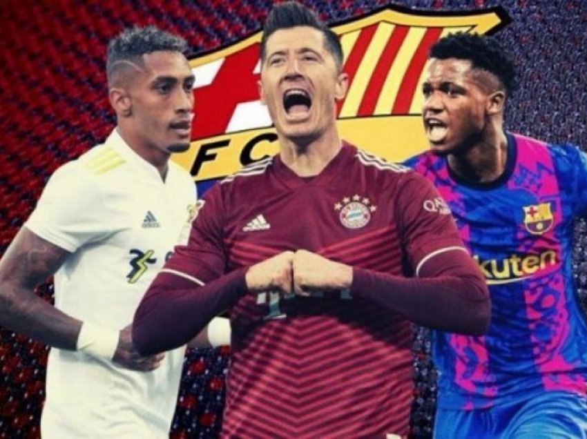 Barcelona dëshiron Lewandowskin dhe Raphinhan për të formuar treshen e re sulmuese