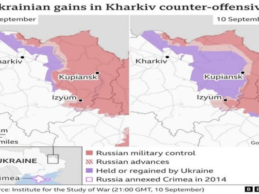 ​Ofensiva e Kharkiv: Ushtria ukrainase thotë se ka trefishuar zonën e rimarrë