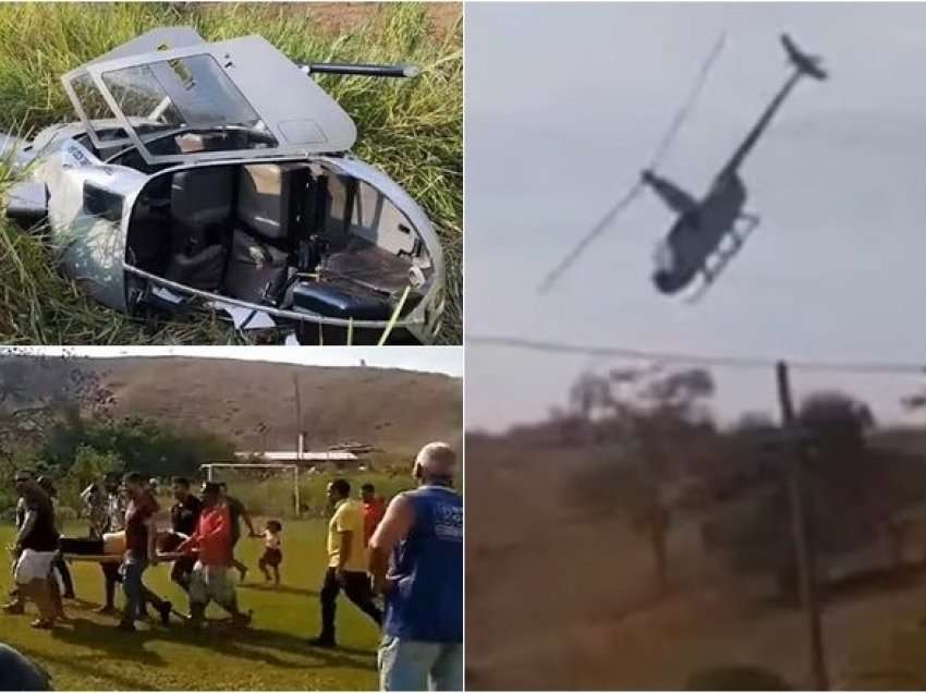 Momenti i tmerrshëm kur një helikopter përplaset për telat e energjisë elektrike dhe rrëzohet në Brazil – të gjithë në bord mbijetojnë mrekullisht