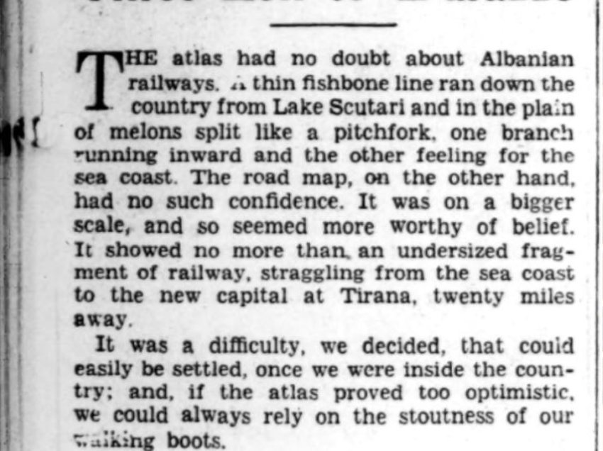 The Christian Science Monitor (1937) / “Tre lekë deri në Durrës” – kur shkrimtari dhe gazetari britanik Harry Hodgkinson rrëfente udhëtimin e tij nëpër Shqipëri