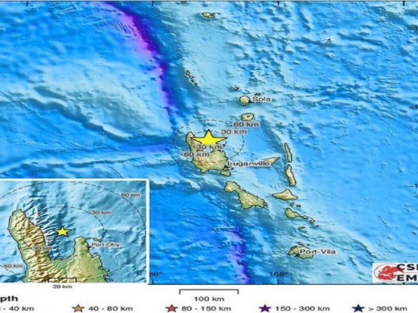 ​Një tërmet me magnitudë 7.2 ballë të shkallës Rihter goditi Vanuatu