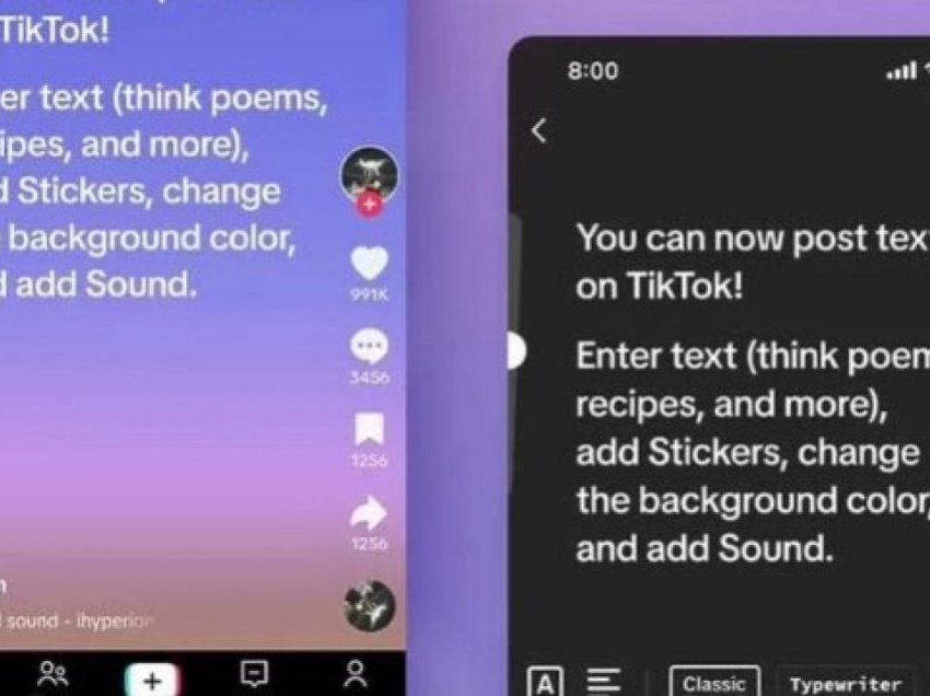 TikTok prezantoi postimet me tekst