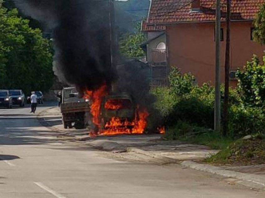 Digjet vetura e një televizioni të Kosovës në Zubin Potok