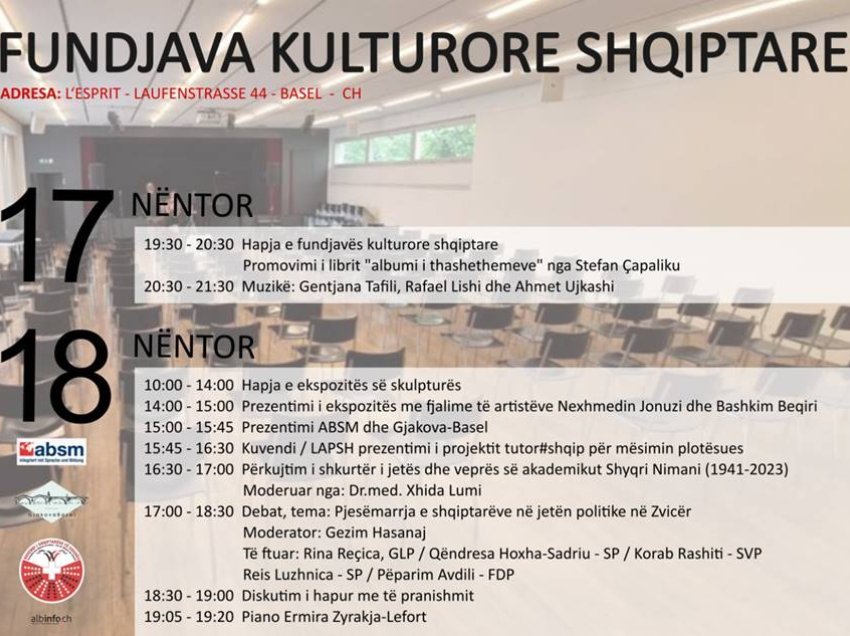 „Fundjava kulturore shqiptare“ 17 dhe 18 nëntor në Basel/Zvicer