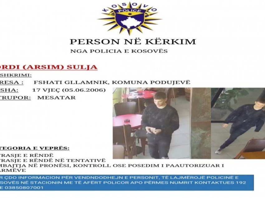 Policia kërkon ndihmë për gjetjen e të dyshuarit për vrasjen në Podujevë