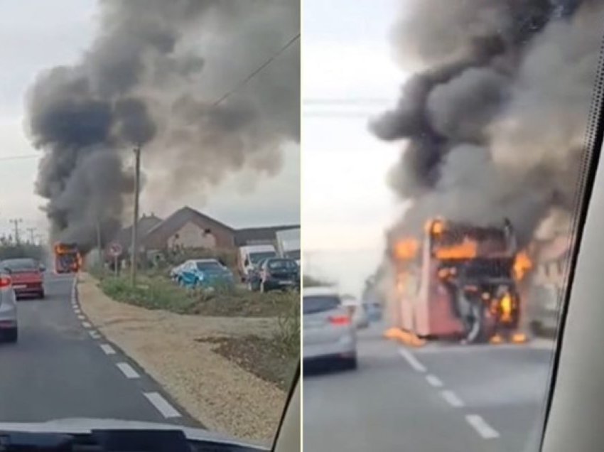 Një autobus përfshihet nga flakët afër Stara Pazovës në Serbi