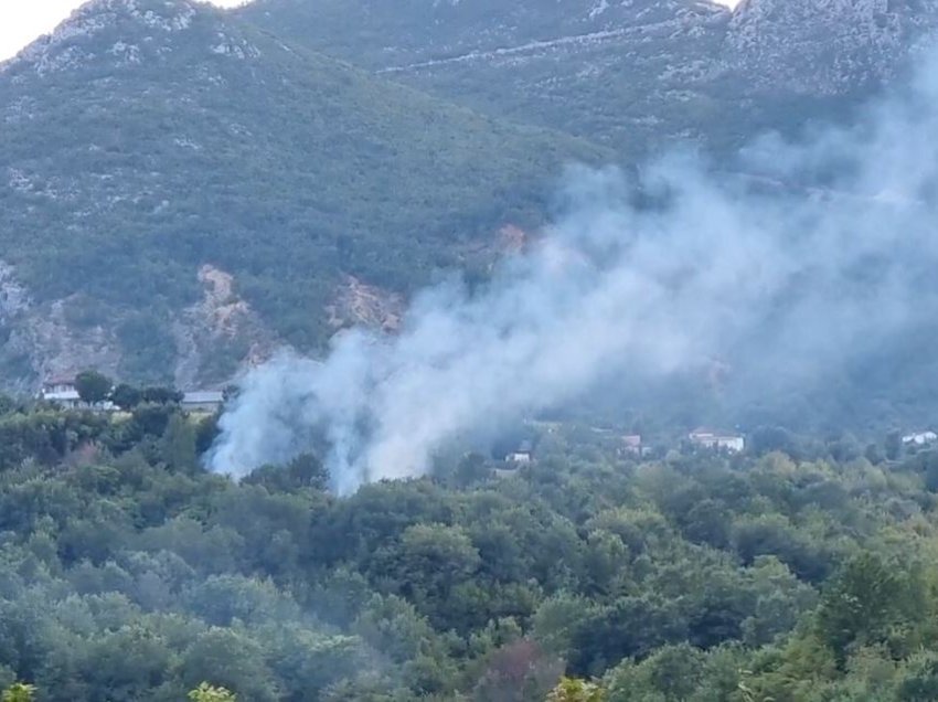 Zjarr në fshatin Dars të Klosit, flakët e favorizuara nga era rrezikojnë banesat