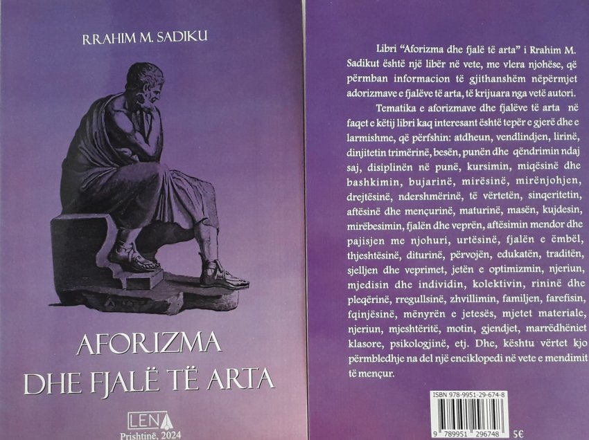 Disa fjalë për librin “Aforizma dhe fjalë të arta” të shkrimtarit Rrahim M. Sadiku