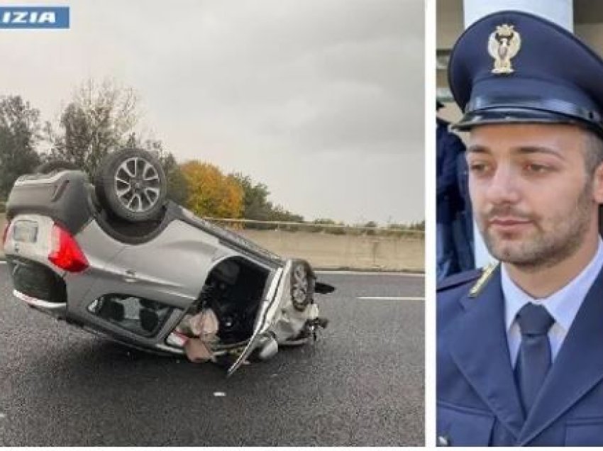 Polici shqiptar në Itali kthehet në hero, shpëton gruan e moshuar të ngecur në makinën e përmbysur