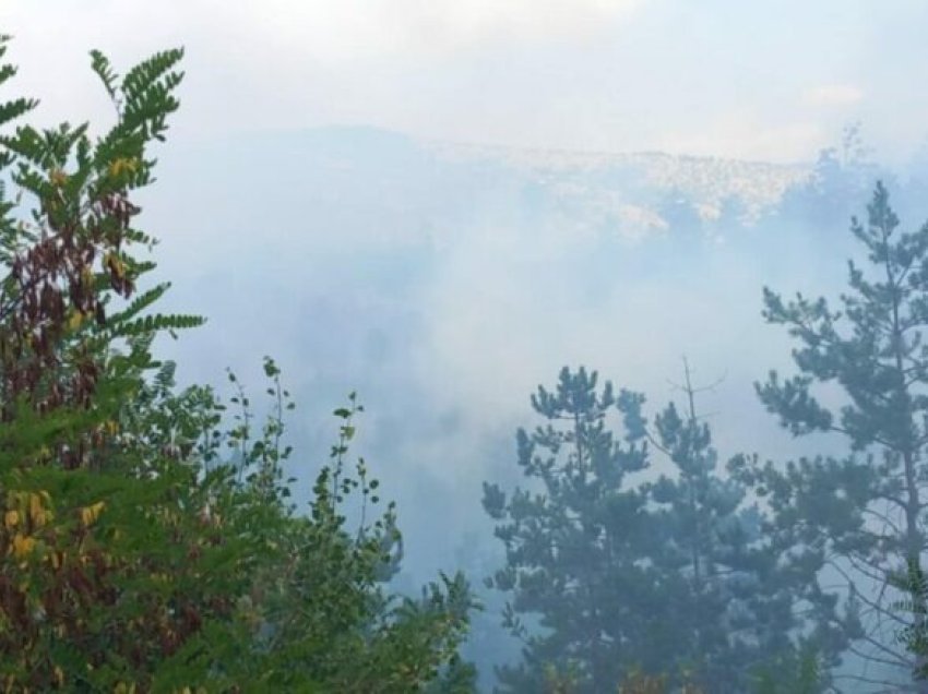 Zjarr në një fshat të Strugës, për shuarje është dërguar edhe një helikopter i MPB-së