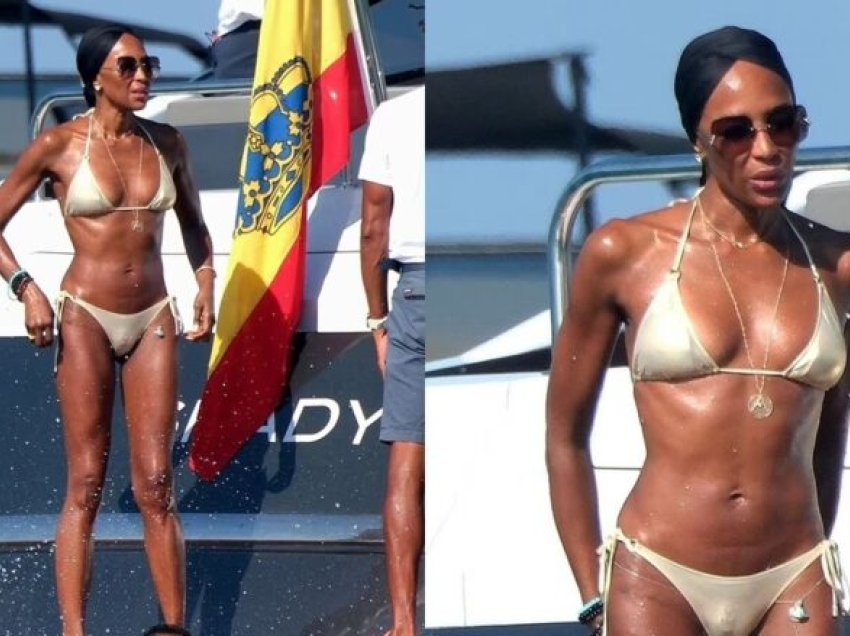 Naomi Campbell tregon figurën e saj mbresëlënëse në bikini, gjatë arratisjes luksoze në Ibiza