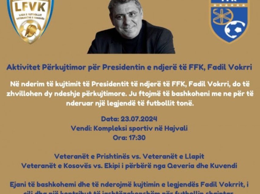 FFK e shënon me disa aktivitete datëlindjen e legjendës Fadil Vokrri