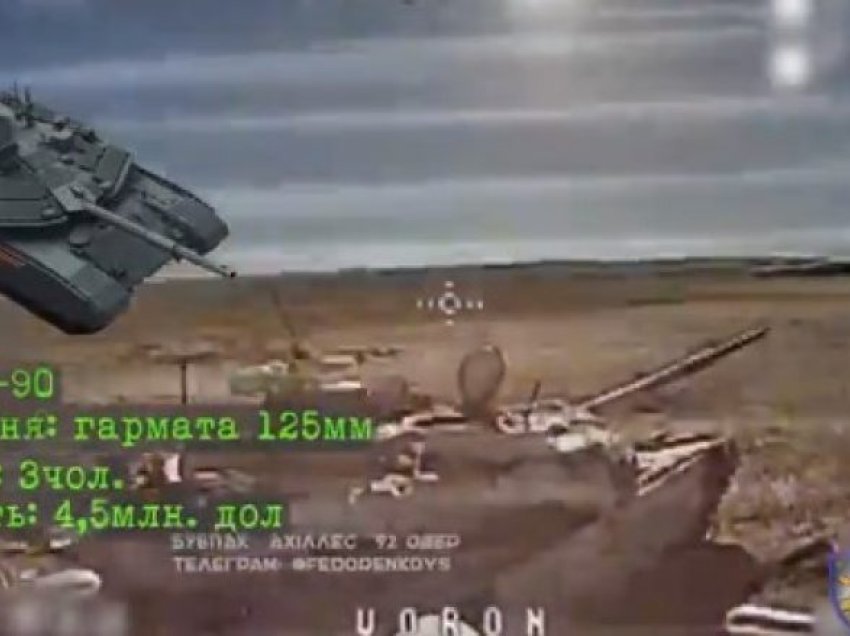 Në një sulm me dron, ukrainasit shkatërrojnë tankun rus T-90 që kushton 4.5 milionë dollarë