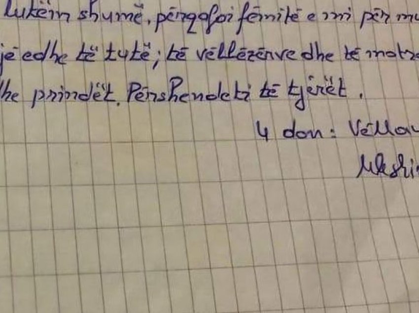 “Të lutëm shumë, përqafoi fëmijët e mi për mua…”, Andin Hoti publikon një letër emocionuese të shkruar nga Ukshin Hoti