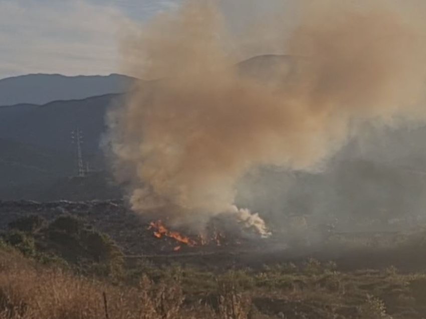 Elbasani mbulohet nga tymi, prej disa orësh fusha e mbetjeve të inceneratorit, në flakë! Dyshohet se…