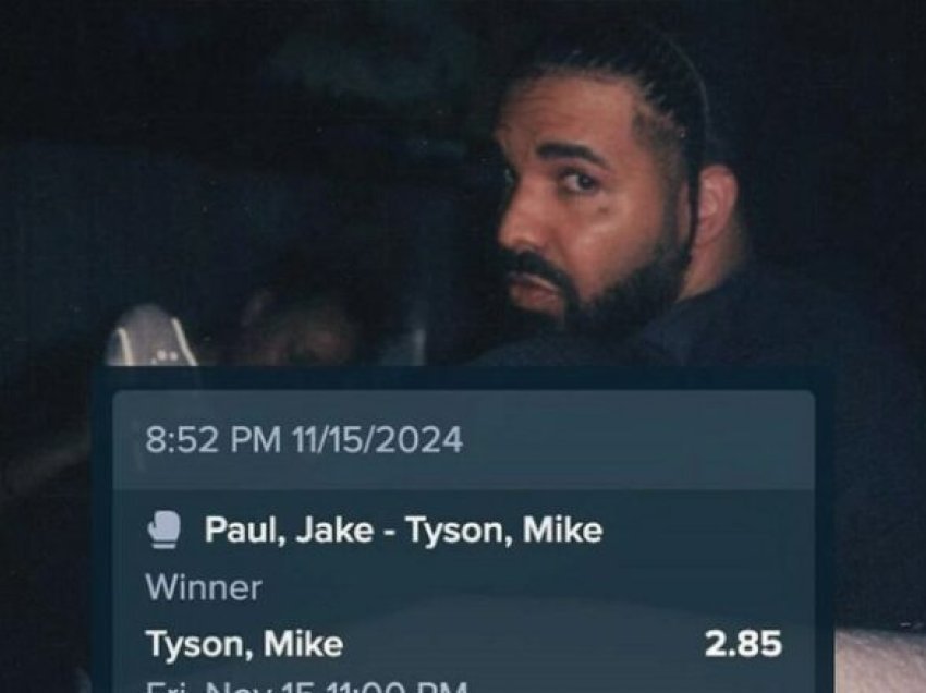 Drake humbi 356,000 dollarë me bastin që Mike Tyson do ta mposhte Jake Paul