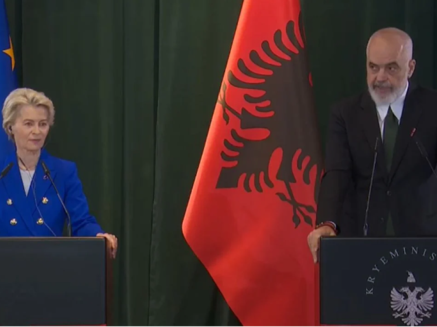 “Fanatikët e BE-së janë në Shqipëri”/ Rama në konferencë me von der Leyen: Debatojmë edhe për ngjyrën e murit, e vetmja gjë që na bashkon është…