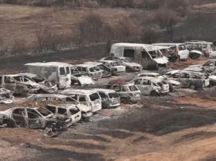 Digjen shumë makina në zjarrin që përfshiu tre parqe automjetesh në Veleshtë të Strugës