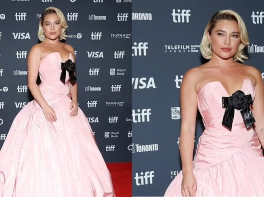 Florence Pugh mahnit me një fustan përrallor ngjyrë rozë, në premierën e filmit të “We Live In Time”