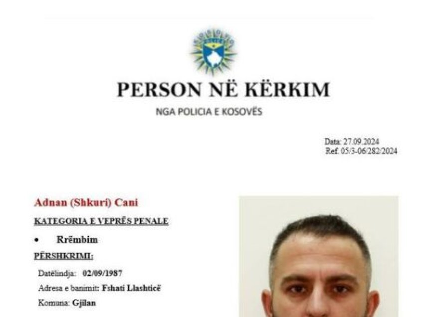 Policia e Kosovës kërkon ndihmë për kapjen e këtij personi