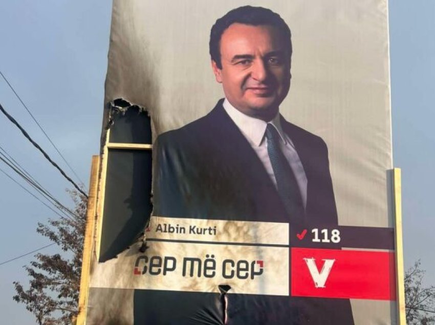 Iu vu flaka me benzinë posterit të Kurtit në Skenderaj, policia nis hetimet