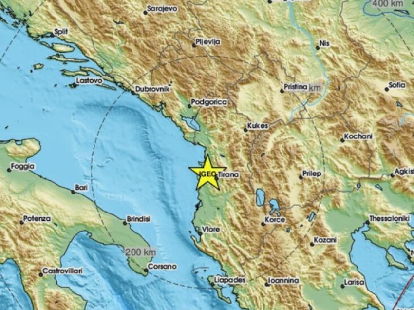 Lëkundje tërmeti pranë Tiranës, ja epiqendra dhe magnituda