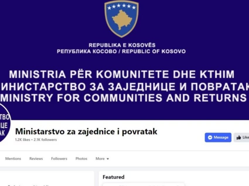 Ministria për Komunitete dhe Kthim s’arrin ta rikthejë faqen e saj të hakuar në Facebook